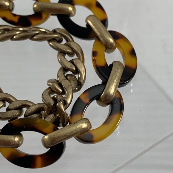 Chloe + Isabel Bracelet Triple Strand Chain Faux Tortoise Shell Gold Tone - Picture 4 of 7